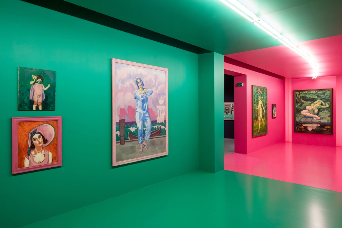 j.f. willumsen paintings in pink and green gallery
