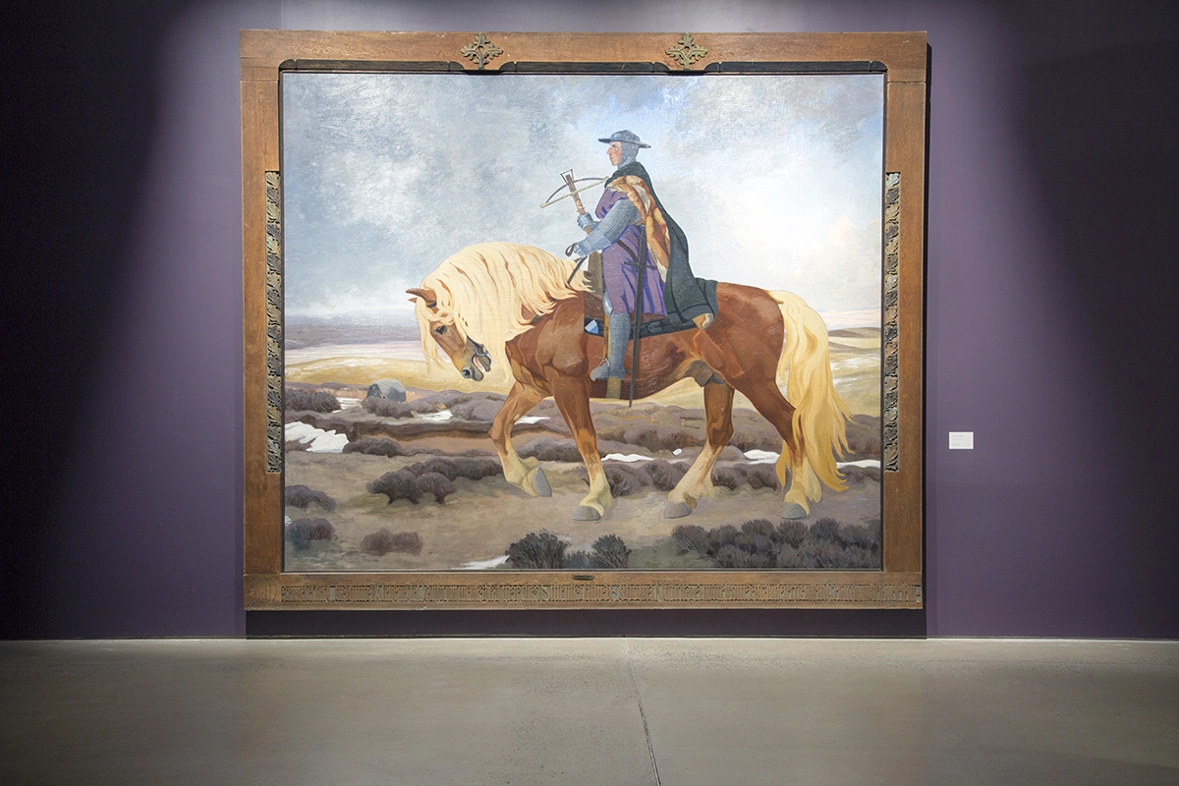 painting by agnes sloth møller with man on a horse with crossbow