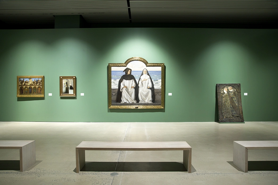 painting by agnes sloth møller on a green wall in the exhibition at aros