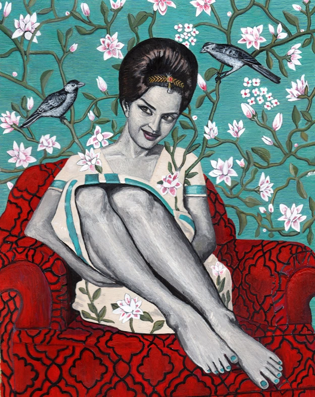 Soheila Sokhanvari, Wild at Heart (Portrait of Pouran Shapoori), 2019,        © Soheila Sokhanvari. Collection of Marwa R. Al Khalifa